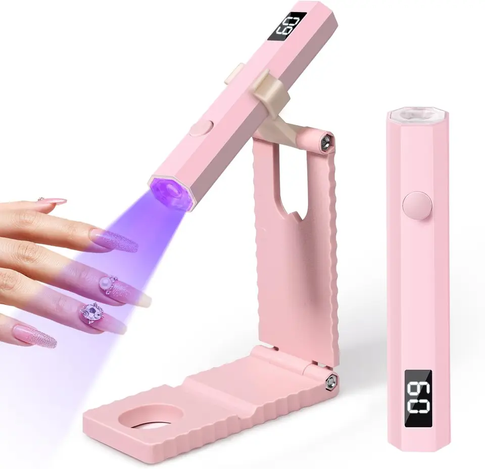 Mini Nail Lamp Set With Bracket Timing Display Portable Handheld Family Quick Dry Flashlight Chargeable Nail Dryer Machine Uv