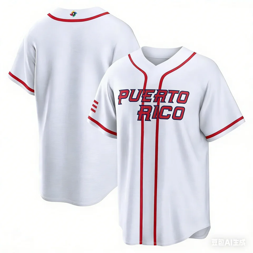 Men Puerto Rico Baseball Jersey Classic Team Button Down Shirts Short Sleeve V-Neck Sports Uniform for Party Hip Hop Streetwear