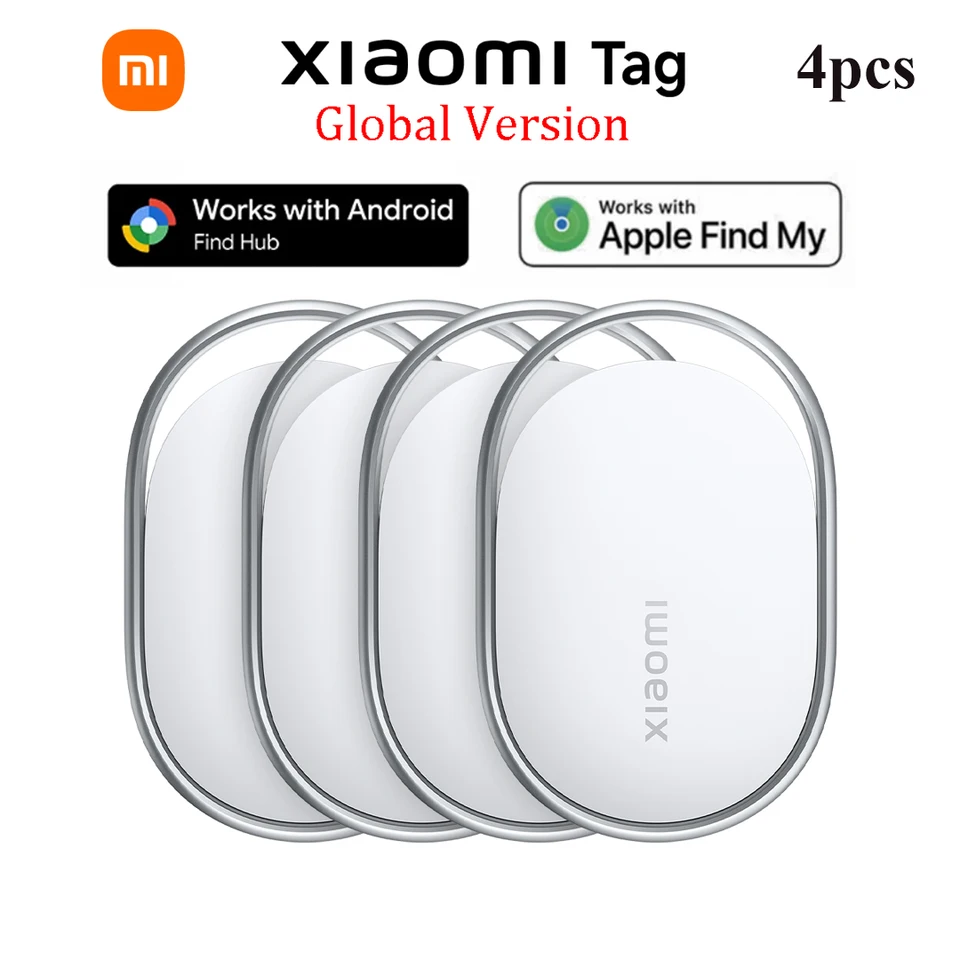 4pcs Xiaomi Tag Smart Tracker Anti Lost Device Bluetooth 5.4 Compatible with Apple Find My or Google Android Find Hub