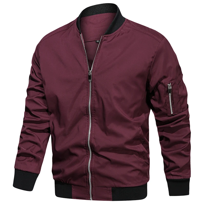 Men's Autumn Bomber Jacket Casual Spring Full Zipper Varsity Baseball Coat Fashion Lightweight Sport Track Jacket US/EU Size