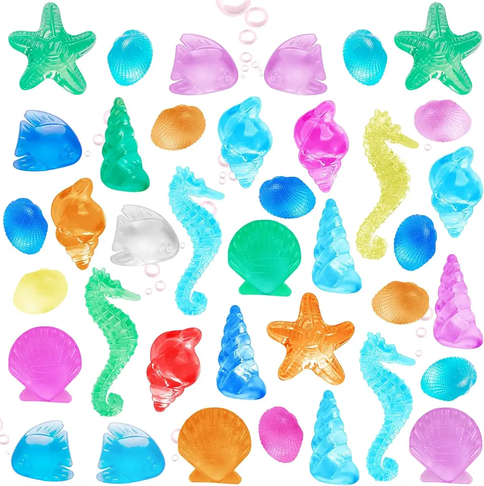 100 Pcs Sensory Bin Filler, Diving Gem Pool Toys for Kids, Plastic Seashells Under The Sea Decorations