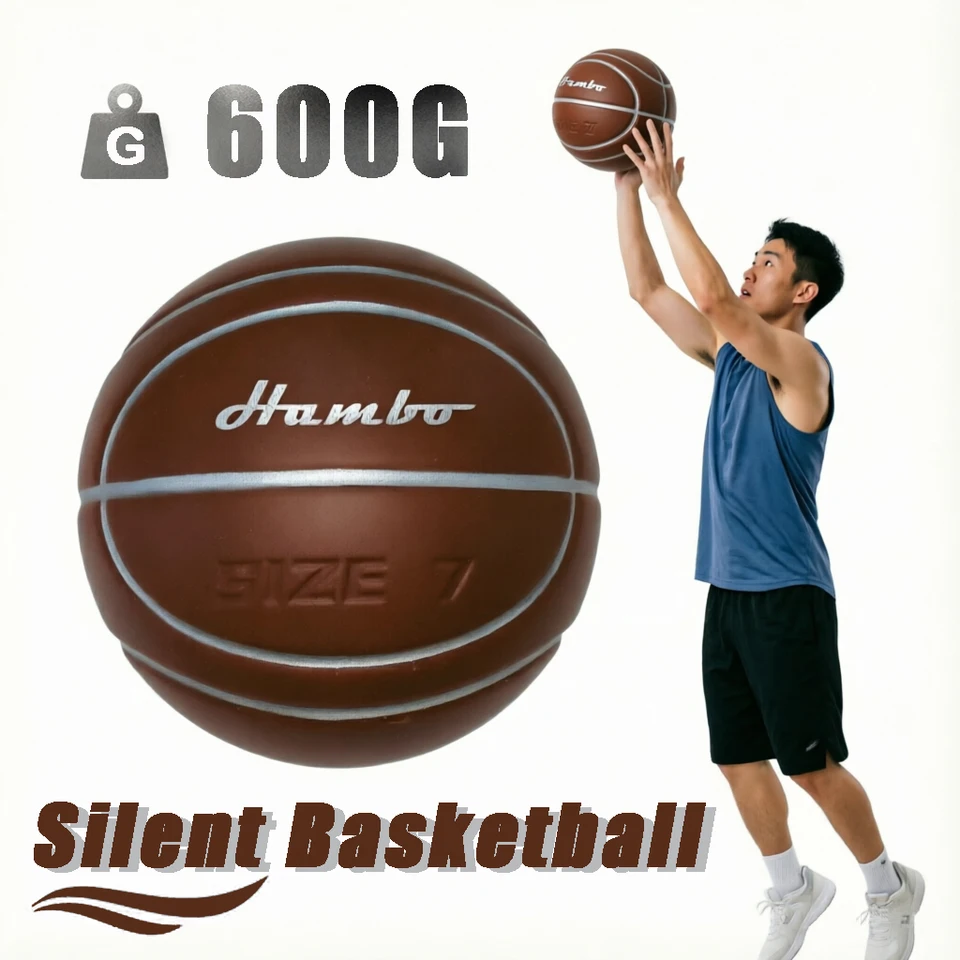 New Silent Basketball 600G-Size 7 for Men, 450G-Size 6 for Women/Teen Quietly Dribble Indoor Foam Airless Basketball SilentTrain