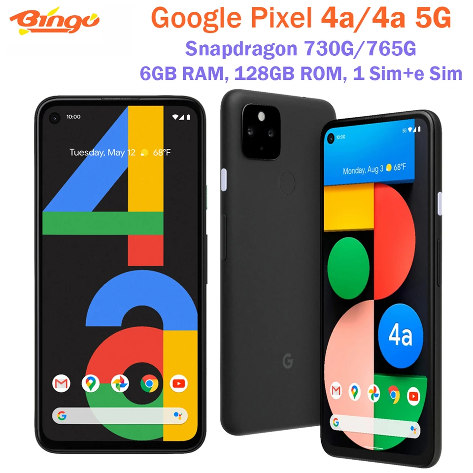 Google Pixel 4a /4a 5G 128GB ROM Original Unlocked Cellphone 5.81" 6.2" Snapdragon 730G/765G Octa Core 6GB RAM NFC 12.2MP&16MP