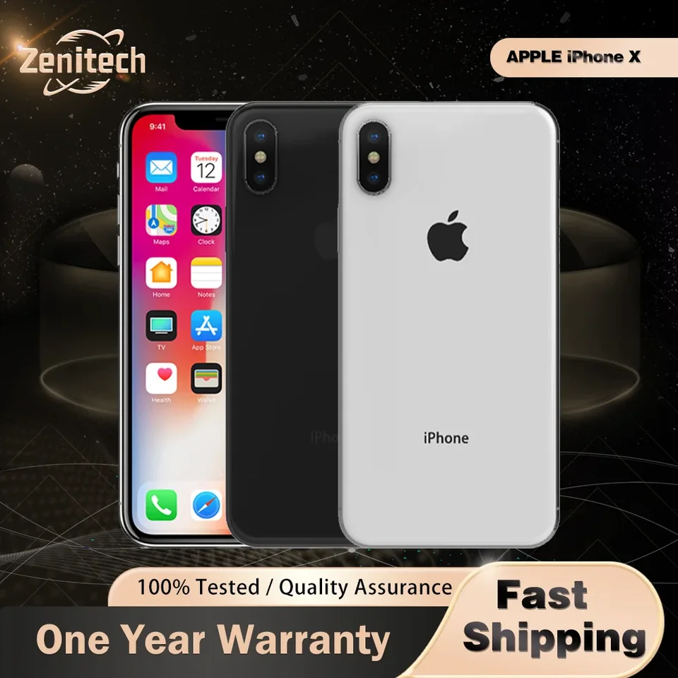 Original Apple iPhone X 4G LTE Mobile Phone FACE ID 3GB+64GB/256GB OLED 5.8" 12MP+7MP A11 Bionic Hexa Core IOS SmartPhone