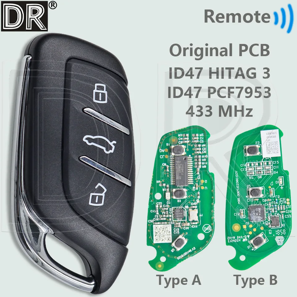 DR Original CPB ID47 HITAG3 PCF7953 Or A1X05 Chip 433MHz Proximity Car Remote Control Smart Key For MG MG4 MG5 MG6 ZS EV HS