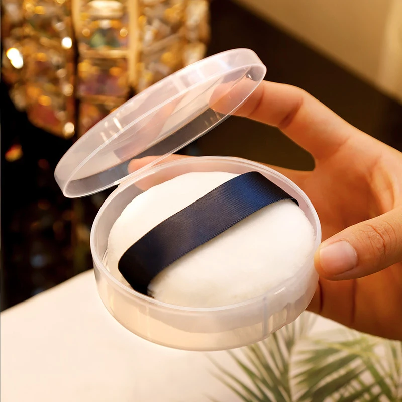CPB Puff Storage Case - Round Transparent Box for Cosmetic Puffs & Makeup Brushes (Travel-Friendly)