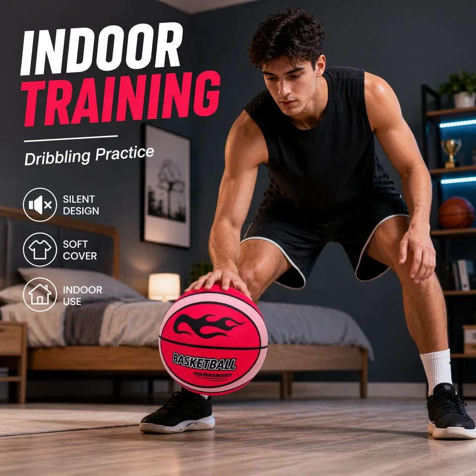 Silent Basketball with Soft Cloth Cover Indoor Quiet Dribbling Training Ball No Shedding No Residue for Home Apartment