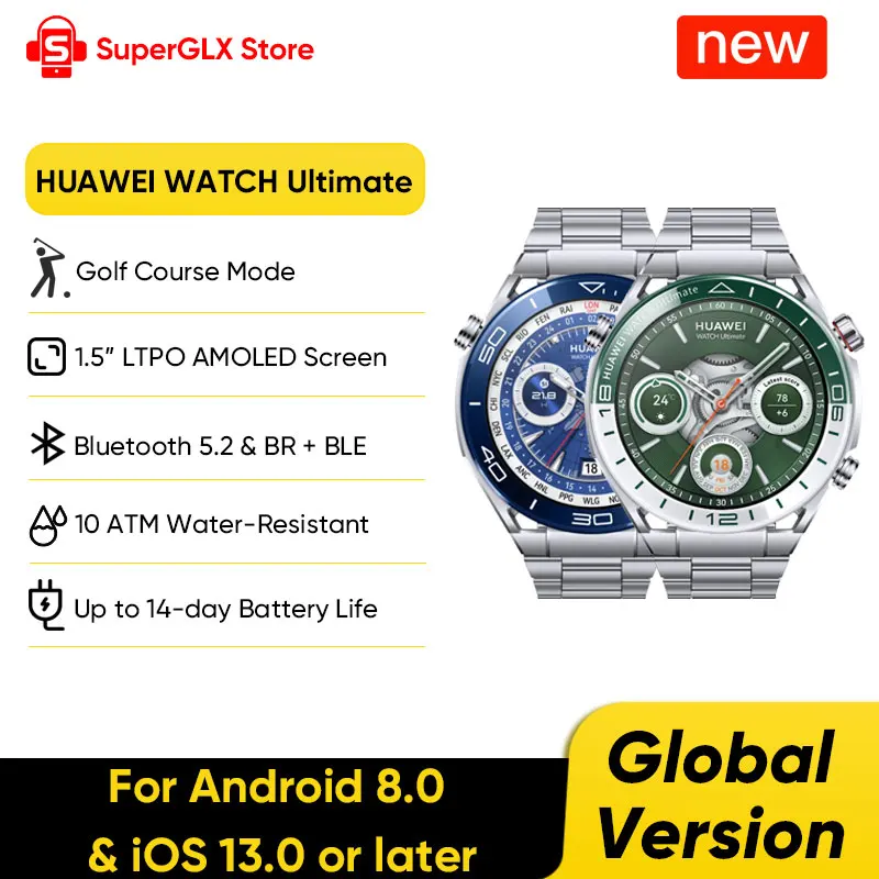 【US Express】HUAWEI WATCH Ultimate Smartwatch 1.5" LTPO AMOLED Display Health Monitoring 100m Water Resistance 14 Days Battery