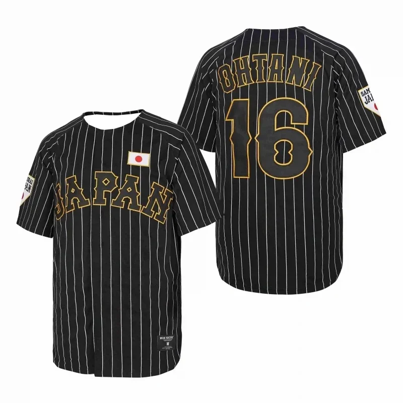 2026 Shohei Ohtani #16 Japan Black Pinstripe Baseball Jersey