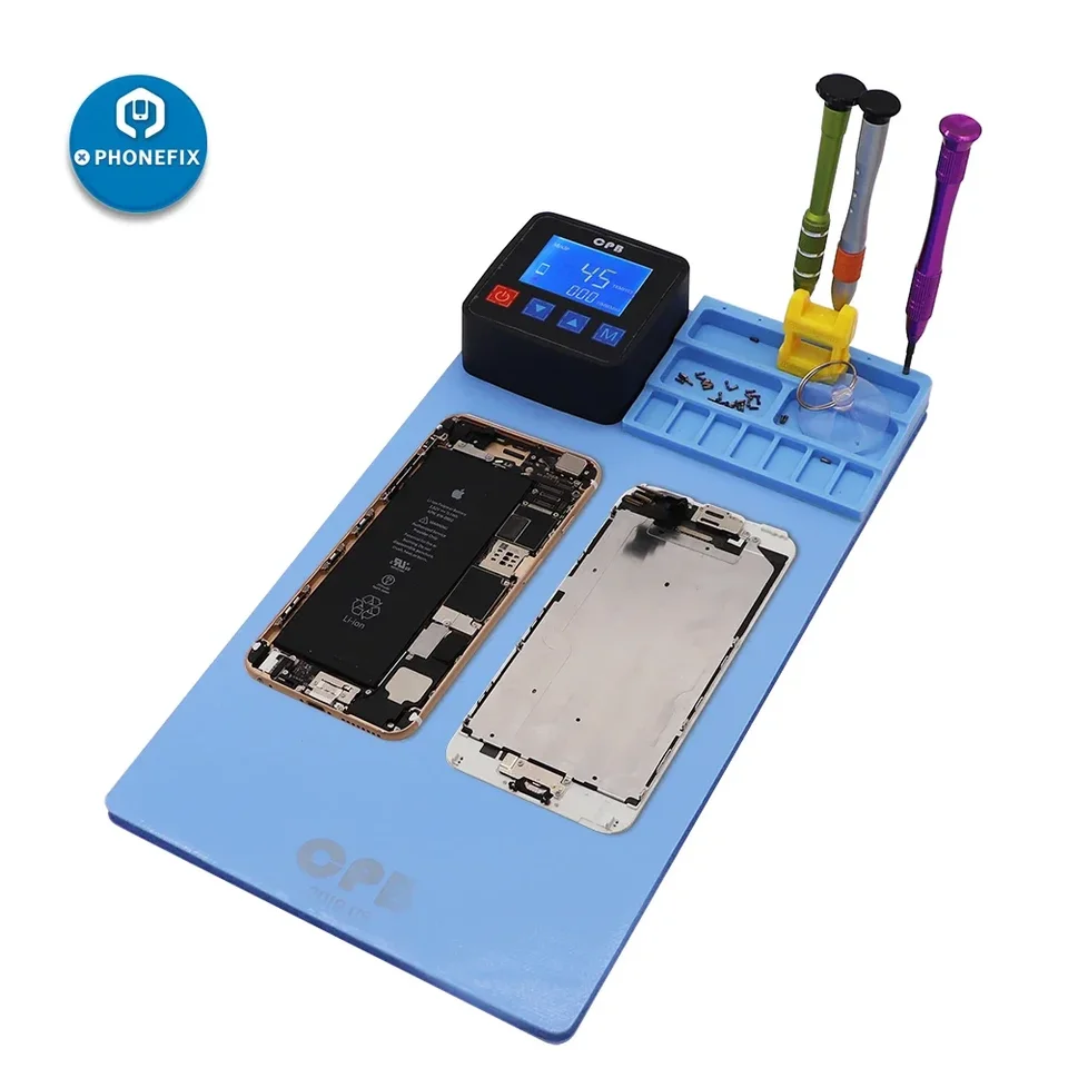 Mini CPB Heating Pad LCD Screen Open Separate Disassemble Hand Tool Sets with Digital Display for Mobile Phone Repair Rubber Mat