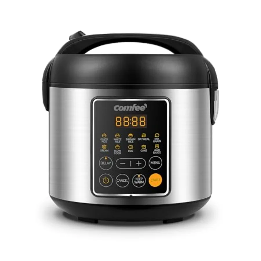 Rice Cooker 4 Cups Uncooked 8 Cups Cooked Slow Cooker 2 Qt Small Multicooker with 10 Presets Steamer and Grain Cooker Non-Stick