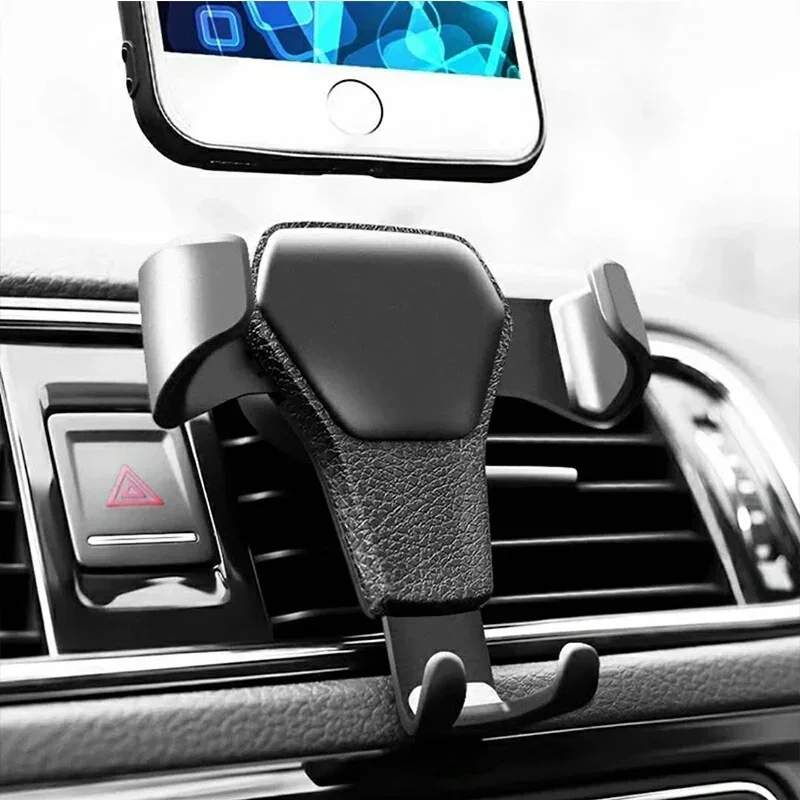 Heavy Duty Gravity Car Phone Mount Air Vent Clip Shockproof Anti Shake Mobile Phone Holder Universal Automobile Cradle Support Stand for iPhone Samsung Android Device One Hand Quick Pick Place