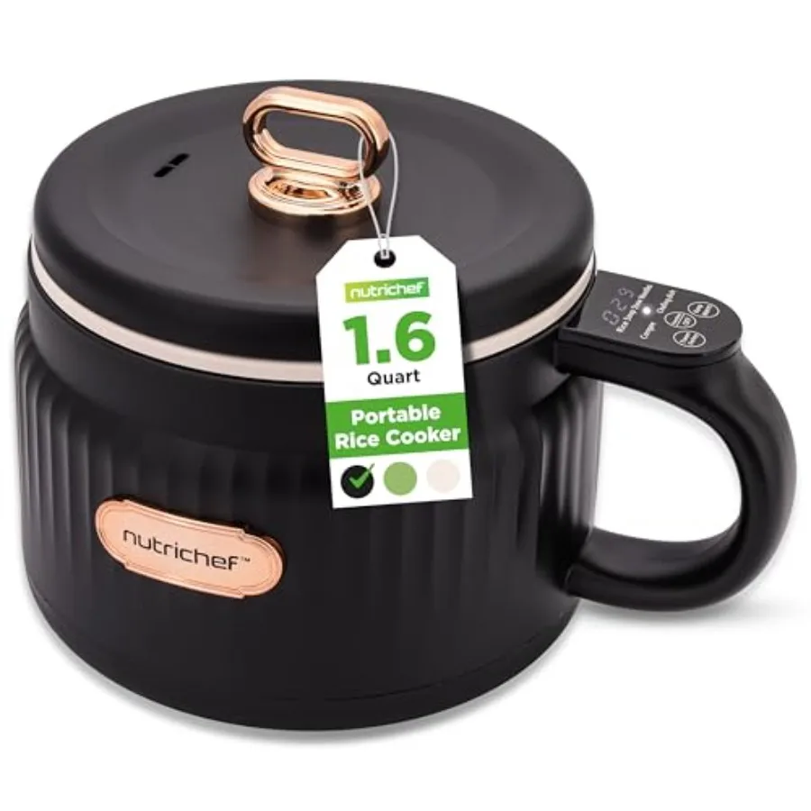 1.6 QT Portable Electric Rice Cooker Lunch Maker Multi-Functional Non-Stick Ceramic Coating Digital Control Panel 6 Cook Functi