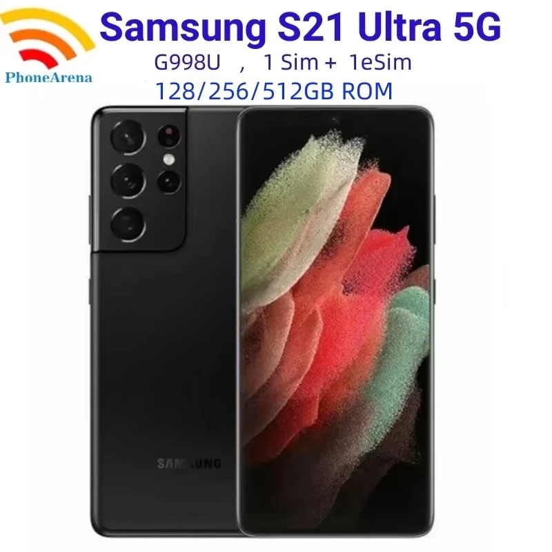 C Samsung Galaxy S21 Ultra 5G S21U G998U 12+128/256GB 16+512GB Original 6.8" AMOLED Snapdragon NFC Unlocked Andriod Cellphone