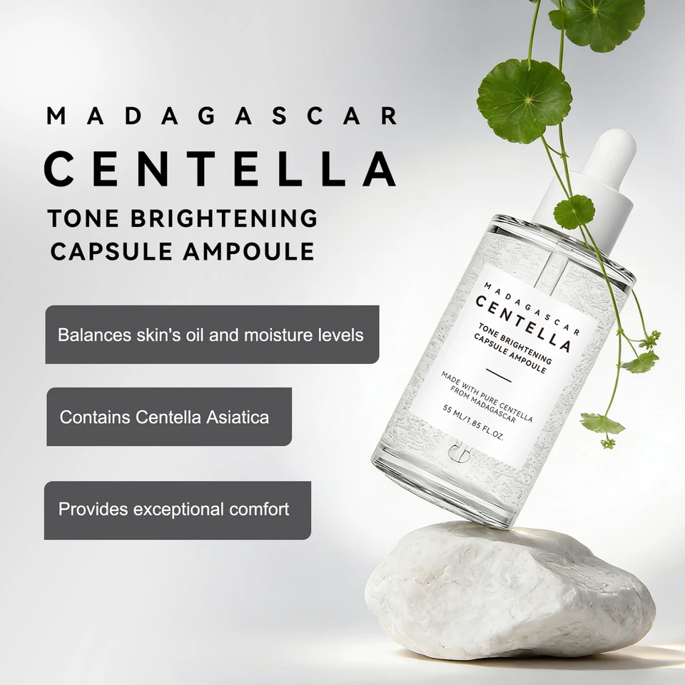 Skin Tone Perfector Brightening Ampoule 55ml - Centella & Niacinamide Serum Hydrates, Soothes & Enhances Radiance.