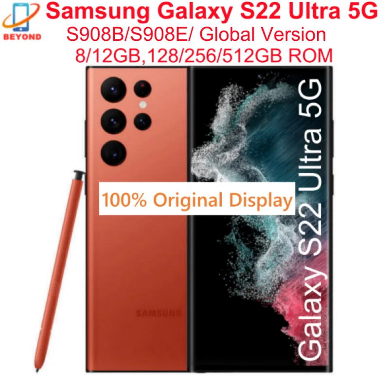 C Samsung Galaxy S22 Ultra 5G S908E S908B 6.8" AMOLED 8/128GB 12/256GB/512GB/1TB Global Version NFC S Pen Original Cell Phone