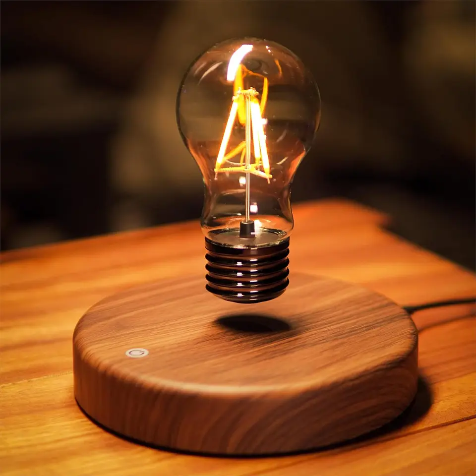 Magnetic Levitating Bulb Lamp, 360° Rotating LED Desk Light, Floating Night Light for Home Office Decor, Unique Gift