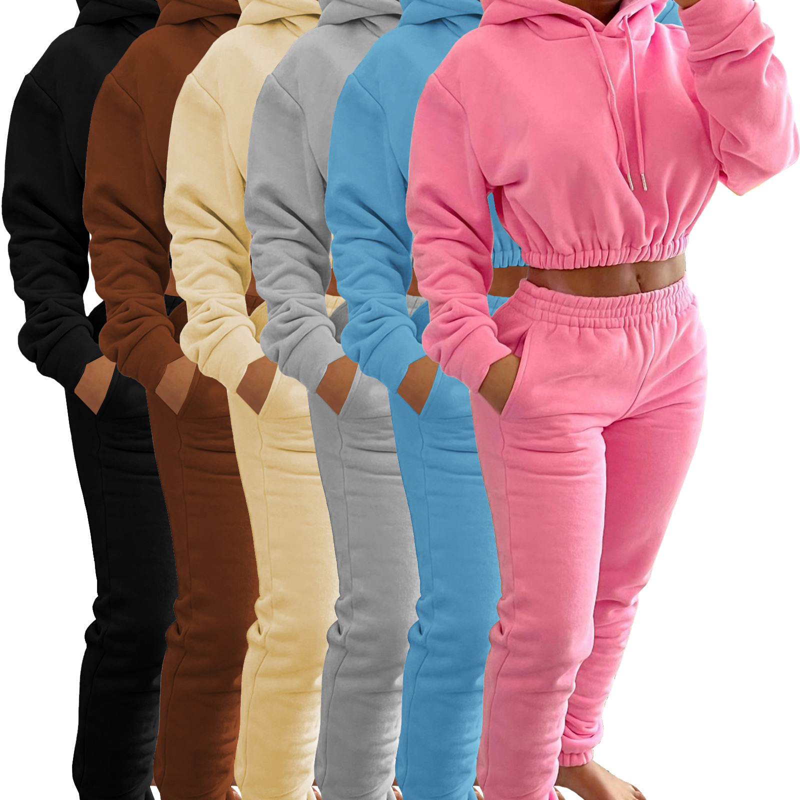 Fall Women Clothing Custom Logo Stacked Joggers Sweatpants And Hoodie Set Tracksuit Women 2 Piece Pants Set 